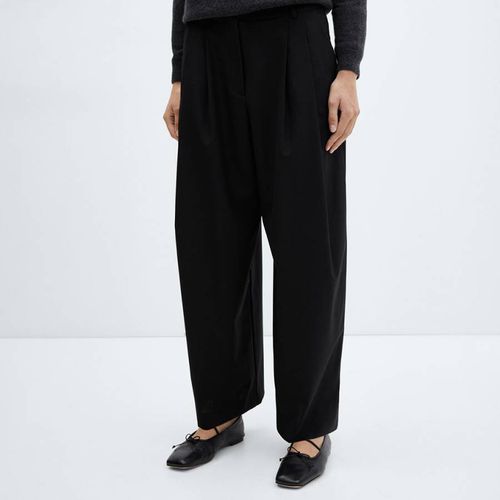 Black Wide Leg Wool Trousers - Mango - Modalova