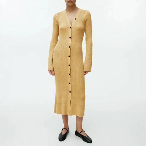 Mustard Button Down Rib Knit Midi Dress - ARKET - Modalova