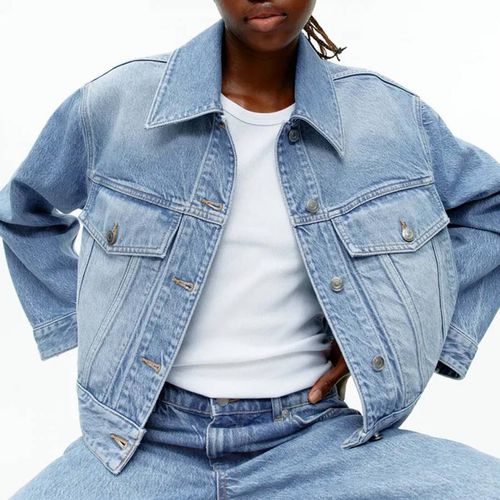 Washed Blue Cropped Denim Jacket - ARKET - Modalova