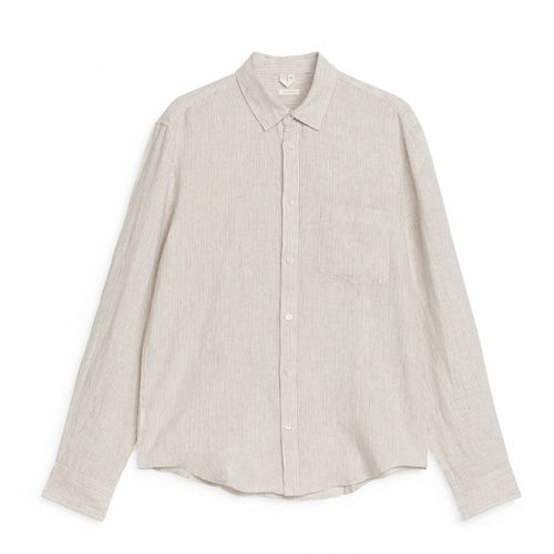 Men's Beige Linen Collared Shirt - ARKET - Modalova