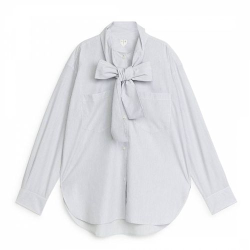 Pale Blue Fine Stripe Tie Neck Blouse - ARKET - Modalova