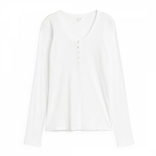 White Button Ribbed Knit Top - ARKET - Modalova