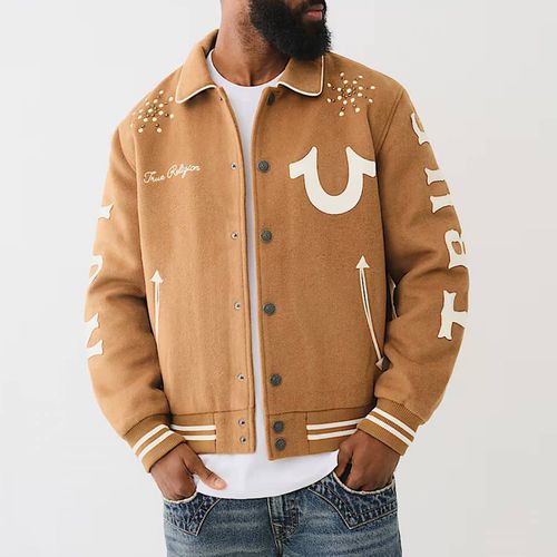 Camel Varsity Wool Blend Bomber Jacket - True Religion - Modalova