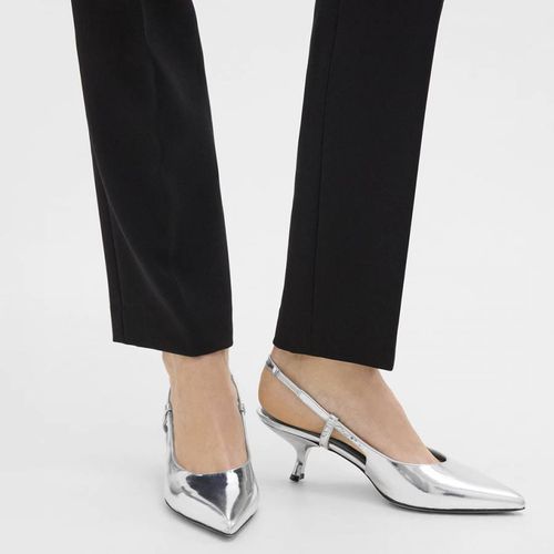 Silver Leather Slingback Heels - Theory - Modalova