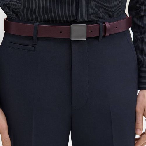 Burgundy Square Buckle Leather Belt - Theory - Modalova