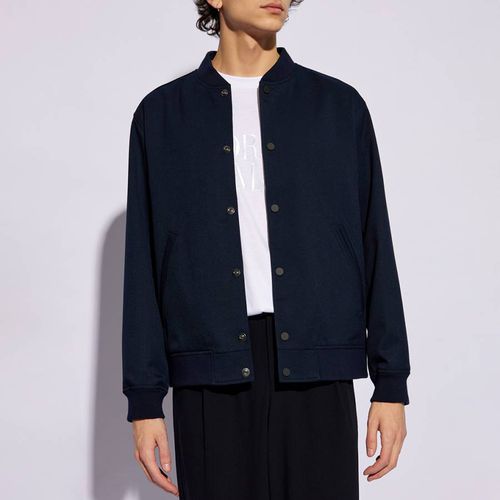 Navy Varsity Wool Blend Jacket - Theory - Modalova