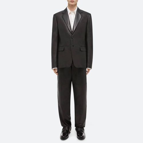 Black Leather Paneled Blazer - HELMUT LANG - Modalova