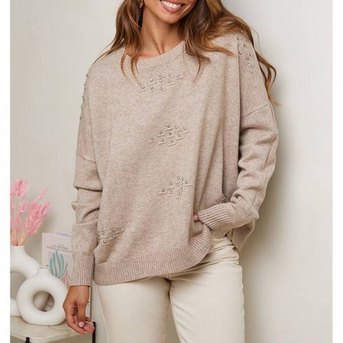 Camel Cashmere Blend Textured Embellished Jumper - SOFT CASHMERE - Modalova