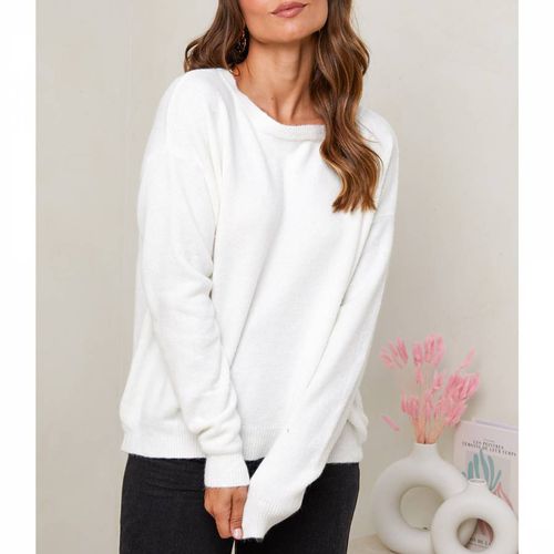 Ecru Cashmere Blend Round Neck Jumper - SOFT CASHMERE - Modalova