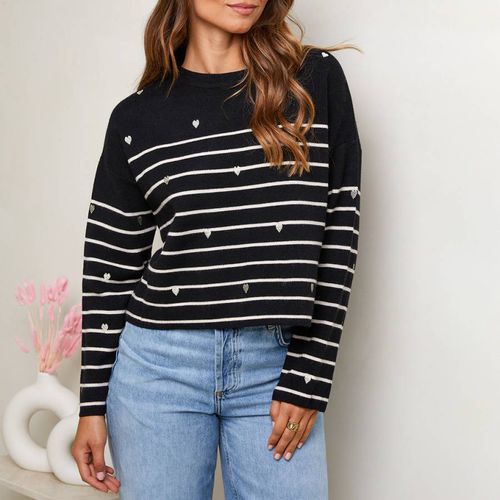 Beige Cashmere Blend Striped Crop Jumper - SOFT CASHMERE - Modalova