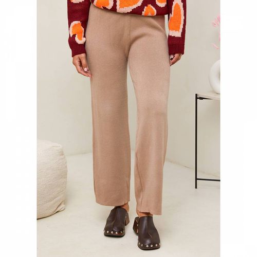 Camel Cashmere Blend Wide Leg Trousers - SOFT CASHMERE - Modalova