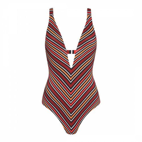 Bedouin Stripe Low Plunge Swimsuit - Jets - Modalova