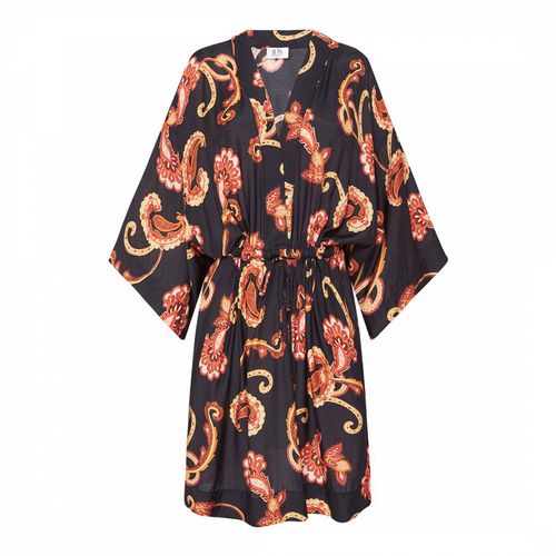 Black Silk Road Wide Sleeve Kaftan - Jets - Modalova