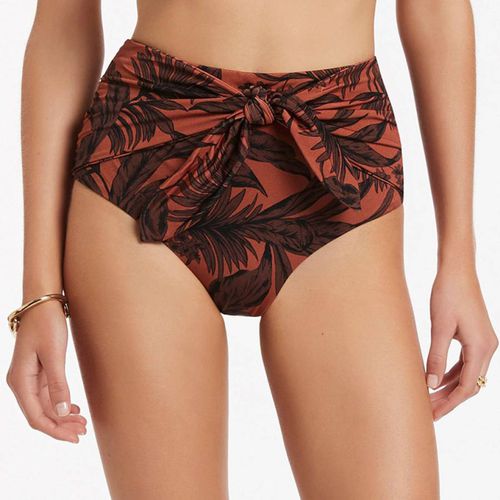 Orange Desert Palm Knot Tie Bikini Bottom - Jets - Modalova