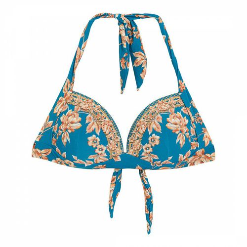 Teal Floral Enchantment Moulded Bikini Top - Jets - Modalova