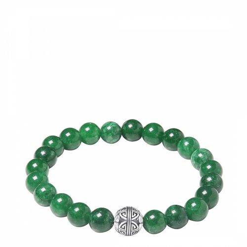 Silver Bali Green Jade Bracelet - Stephen Oliver - Modalova