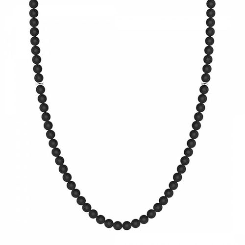 Silver Black Onyx Modern Necklace - Stephen Oliver - Modalova