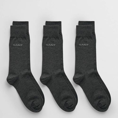 Charcoal 3 Pack Cotton Socks - Gant - Modalova