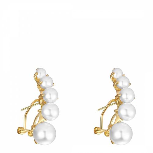 K Gold Climber Pearl Earrings - Liv Oliver - Modalova