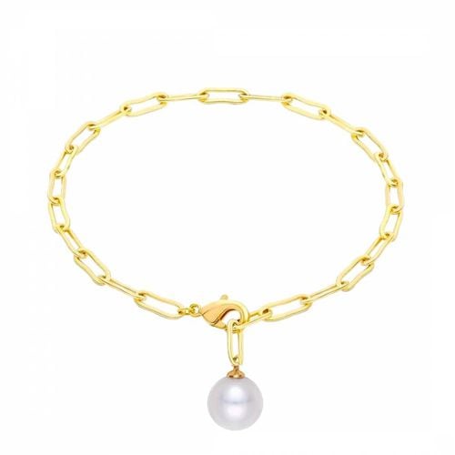 K Gold Pearl Drop Link Bracelet - Liv Oliver - Modalova