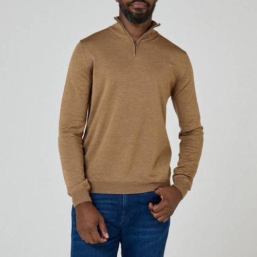 Camel Curragh Quarter Zip Merino Wool Jumper - Oliver Sweeney - Modalova