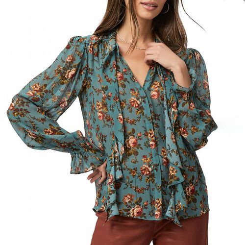 Blue Floral Silk Clemency Blouse - Paige - Modalova