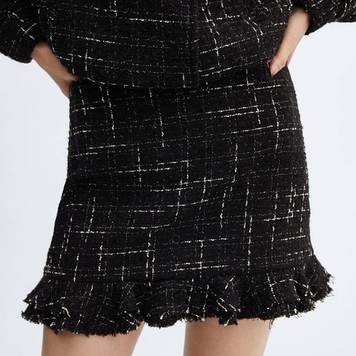 Black Ruffled Tweed Skirt - Mango - Modalova