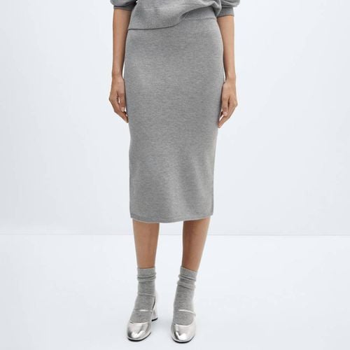 Grey Ribbed Midi Skirt - Mango - Modalova