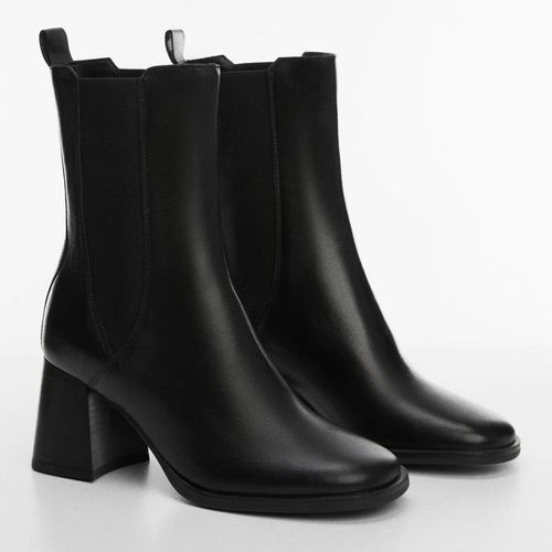 Black Heel Leather Ankle Boot - Mango - Modalova