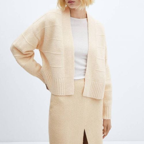 Beige Decorative Seams Cardigan - Mango - Modalova