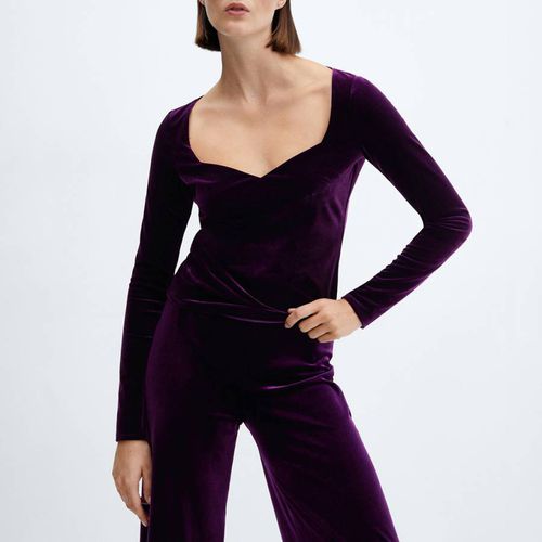 Purple Sweetheart Neck Velvet Top - Mango - Modalova