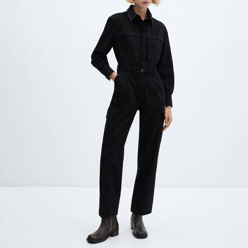 Black Denim Cargo Jumpsuit - Mango - Modalova