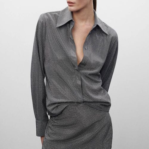 Silver Rhinestone Shirt - Mango - Modalova