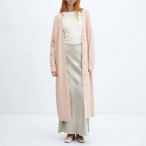 Pastel Pink Buttoned Long Cardigan - Mango - Modalova