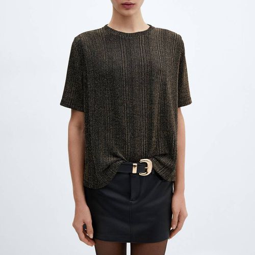 Gold Lurex Knitted T-Shirt - Mango - Modalova