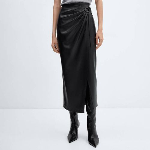 Draped Leather-Effect Midi-Skirt - Mango - Modalova