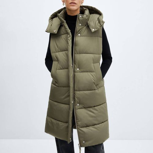 Khaki Padded Tornado Longline Gilet - Mango - Modalova