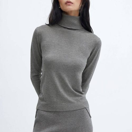 Grey Fine-Knit Turtleneck Jumper - Mango - Modalova