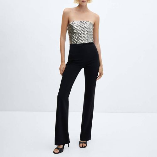 Black Sequin Strapless Jumpsuit - Mango - Modalova