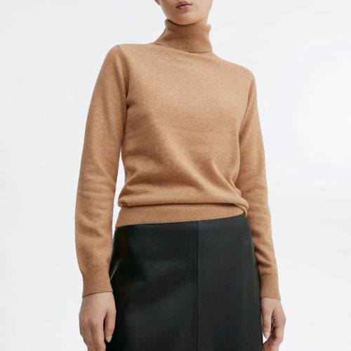 Brown Cashmere Turtleneck Jumper - Mango - Modalova