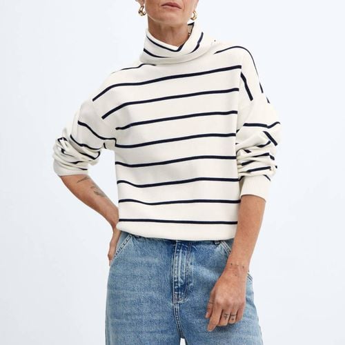 Ecru Striped Oversized High Neck Jumper - Mango - Modalova