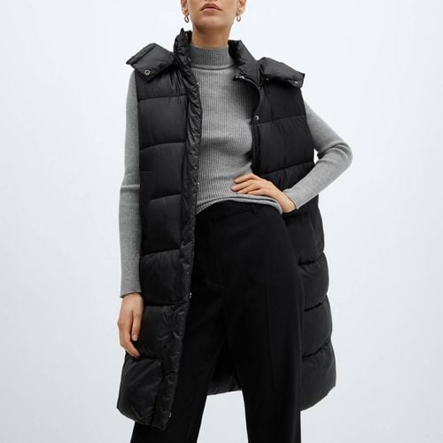 Black Padded Tornado Longline Gilet - Mango - Modalova