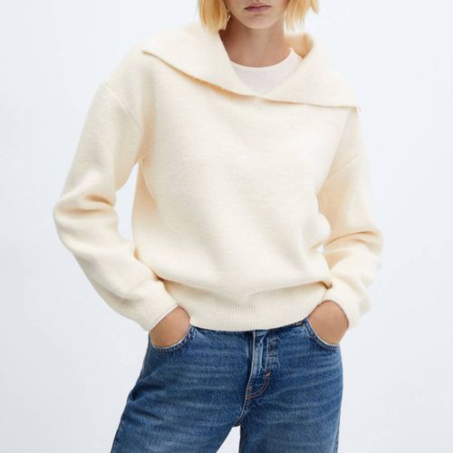 Ecru WIde Collar Knit Jumper - Mango - Modalova