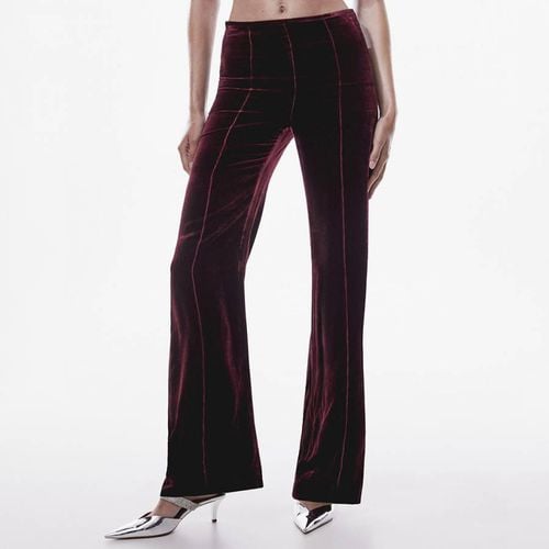 Burgundy Flared Velvet Trousers - Mango - Modalova