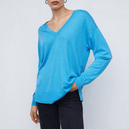 Blue V-Neck Pullover With Splits - Mango - Modalova