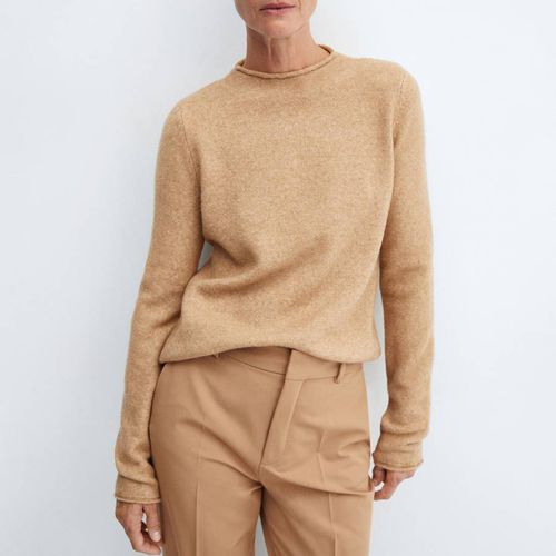 Brown High Collar Jumper - Mango - Modalova