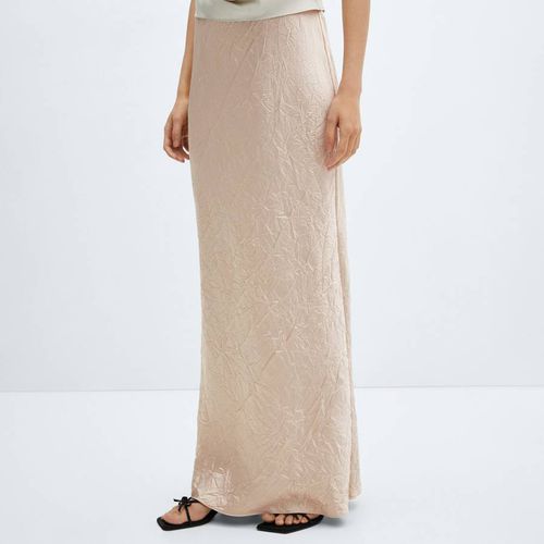 Beige Extra-Long Satin Skirt - Mango - Modalova