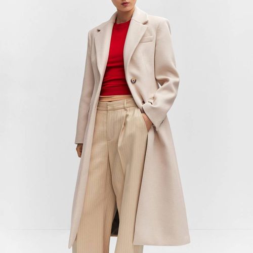 Beige Wool Overcoat - Mango - Modalova