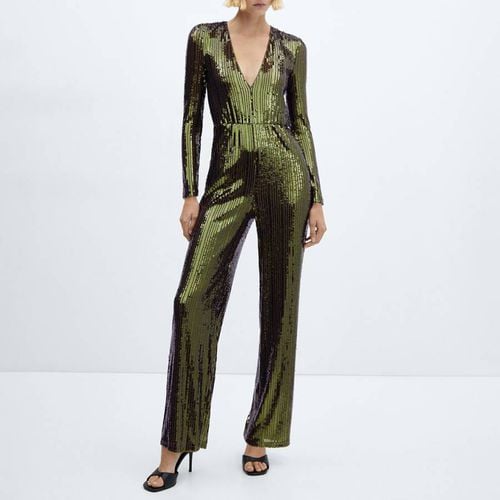 Green Sequin Long Jumpsuit - Mango - Modalova