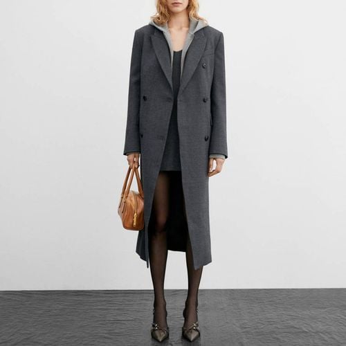 Grey Double-Breasted Wool Coat - Mango - Modalova